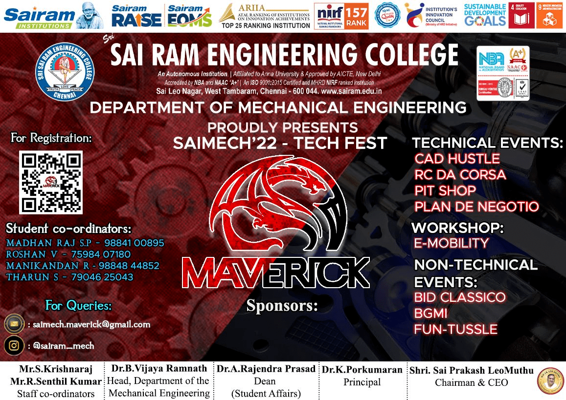 MAVERICK 2022, Sri Sairam Engineering College, Technical Symposium, Chennai